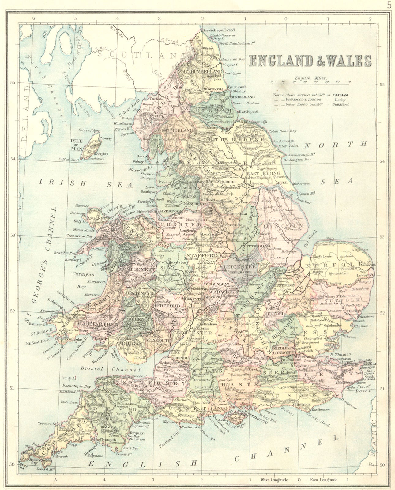 ENGLAND. England Wales. PHILIPS Hughes 1892 old antique vintage map plan chart
